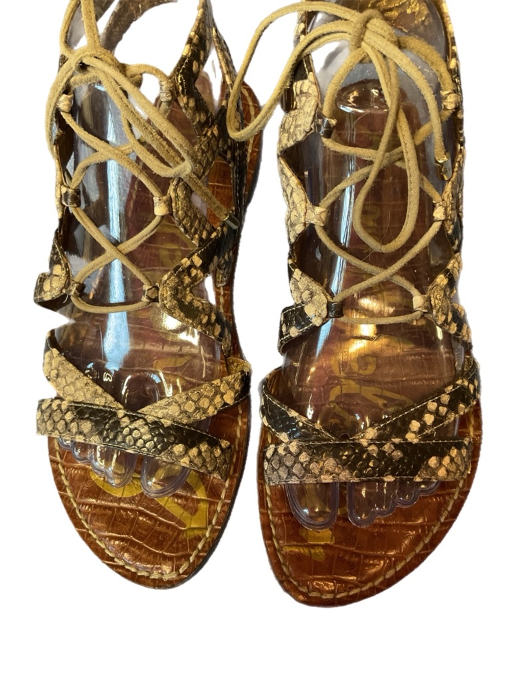 Sam Edelman "Gemma" sz 8M Lace-up Snake Print Gladiator Sandals Summer - Picture 3 of 14